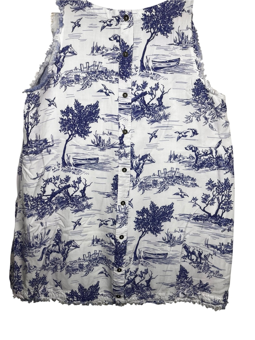 Umgee Sleeveless White Dress with Blue Toile Print size L - Picture 12 of 14